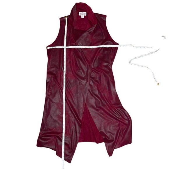 Oliver by Estie Burgundy Faux Suede Long Waterfall Vest - Size M - Picture 6 of 8